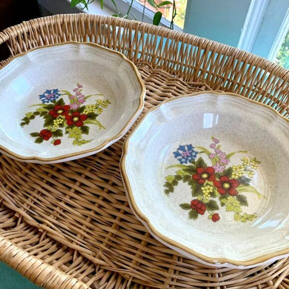 Vintage 1970's Mikasa Garden Club A Basket of Wildflowers EC403 Bowls set of 2 - Picture 4 of 10